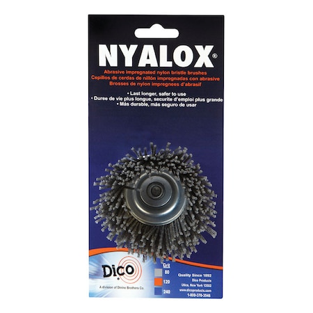 Dico Dico Nyalox 2.5 in. D X 1/4 in. X 1/4 in. D Crimped Nylon Mandrel Mounted Cup Brush 4500 rpm 1 pc 541-774-2-1/2
